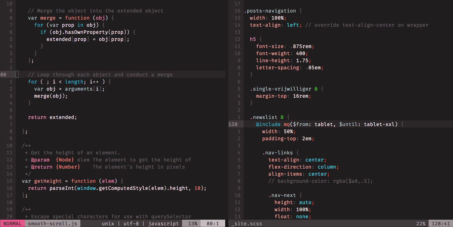 screenshot of Base4Tone_Modern_W_Dark in Vim